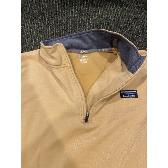 LL Bean Men’s 1/4 Zip Pullover Casual Sweater Yellow Size XL Cotton - Picture 5 of 13
